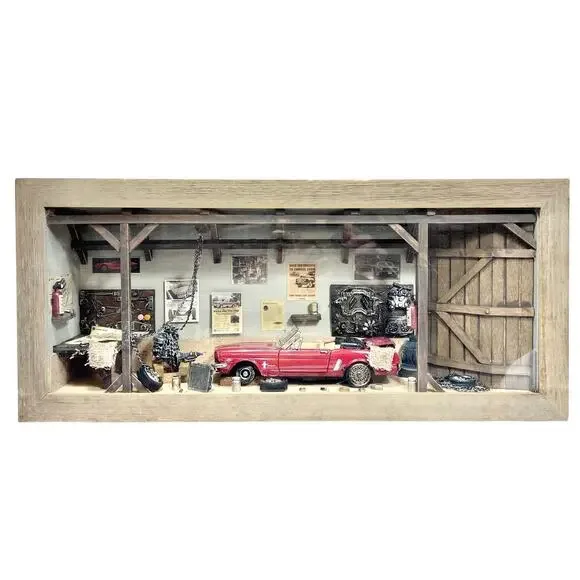 The Window Pane Curio Collection Mustang Car Garage Miniature Model Diorama 2002 - Picture 1 of 16